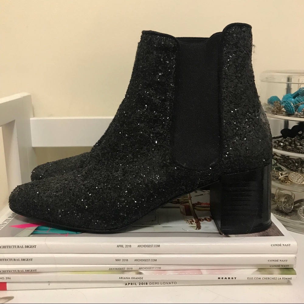 Zara black glitter booties